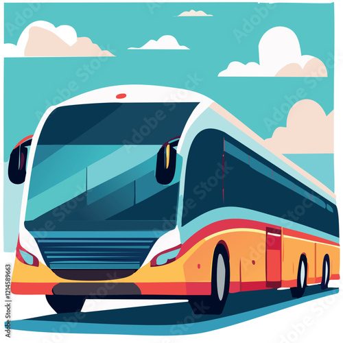 Colorful Intercity bus in flat style. Vector illustration.