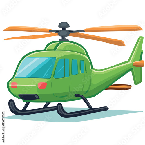 Cute green Helicopter in cartoon flat style isolated on white background. Vector illustration. Perfect for invitations, greeting cards, postcard, print, fashion kids design, t-shirts, mugs, backpacks
