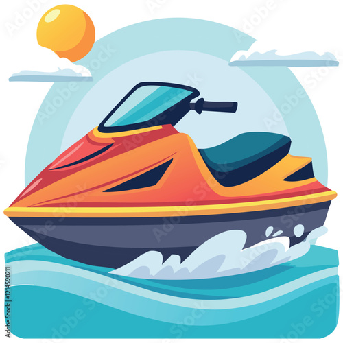 Jet Ski in flat design. Vector Illustration. 