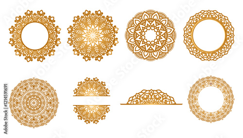 Vector set of logo design templates. Symbols in ornamental arabic style. Ornate decor for invitation, greeting card, wallpaper, background, web page.