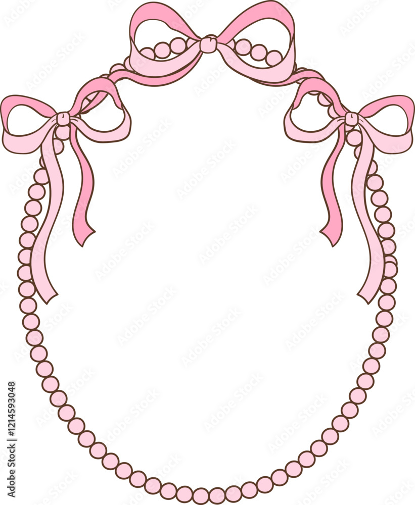 Naklejka premium Pink Bow Crest Frame