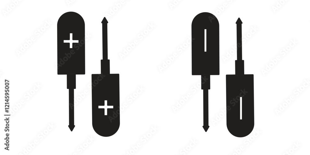 screwdriver icon, with plus and minus signs, Concept for construction, repair, etc. vector illustration. screwdriver icon, with plus and minus signs, Concept for construction, repair, etc. vector illustration.