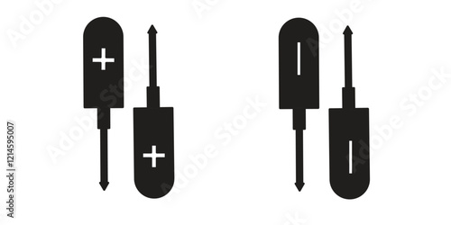 screwdriver icon, with plus and minus signs, Concept for construction, repair, etc. vector illustration.