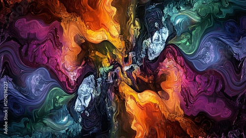 Wallpaper Mural Abstract Swirling Paint Texture  Vibrant Colors  Fluid Art Torontodigital.ca