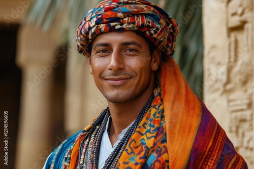 Portrait of smiling berber man wearing traditional clothing and turban photo