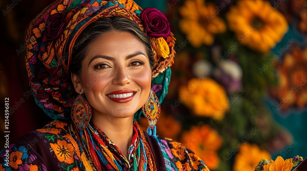 Fototapeta premium Vibrant Artisan Portrait at Cultural Festival portrait craftsmanship festival