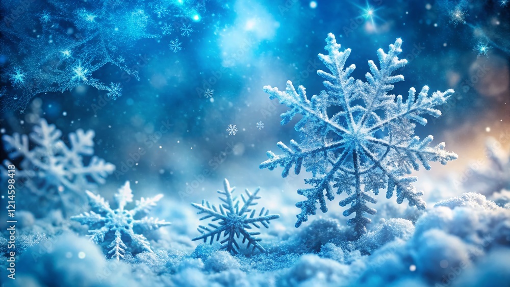 Abstract Blue and White Winter Background with Sparkling Snowflakes and Ice Effect Abstract Blue and White Winter Background with Sparkling Snowflakes and Ice Effect