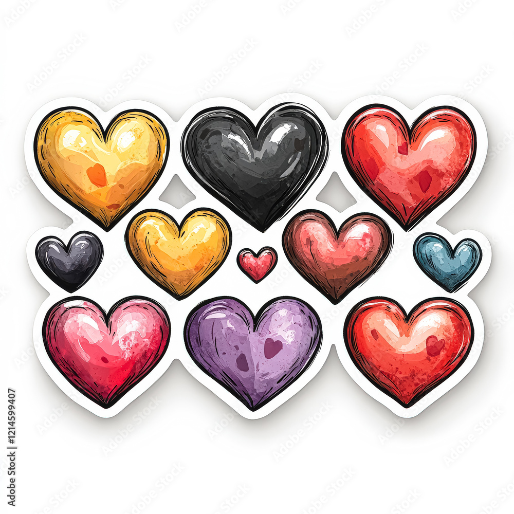 Fototapeta premium Collection of hearts in various colors and sizes