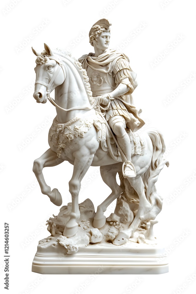 Majestic Roman Equestrian Statue Isolated on White Background Majestic Roman Equestrian Statue Isolated on White Background
