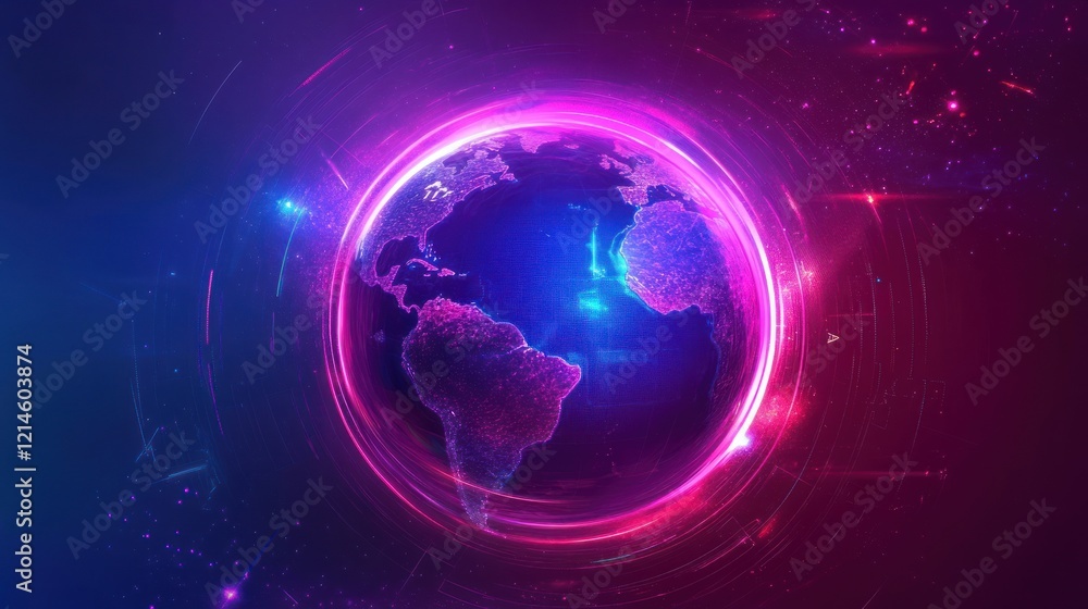 Global network connection, glowing orb, digital space, vibrant background, futuristic concept Global network connection, glowing orb, digital space, vibrant background, futuristic concept