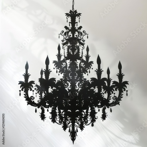 Intricate Chandelier with Shadow Play – High-Quality Stock Image for Interior and Lighting Projects photo