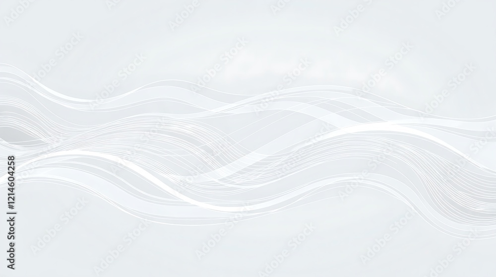 Abstract seamless pattern with flowing white curved lines on a light gray background, resembling interlocking feathers or leaves, modern minimalist design. Abstract seamless pattern with flowing white curved lines on a light gray background, resembling interlocking feathers or leaves, modern minimalist design.
