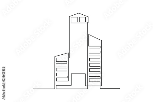 Simple Continuous line drawing of The architects vision includes a groundbreaking business concept for the building. Building architecture minimalist concept. Business building concept.