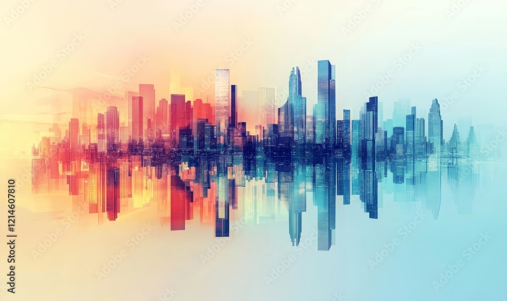 Abstract city building skyline metropolitan area in contemporary color style and futuristic effects. Real estate and property development. Innovative architecture and engineering, Generative AI Abstract city building skyline metropolitan area in contemporary color style and futuristic effects. Real estate and property development. Innovative architecture and engineering, Generative AI