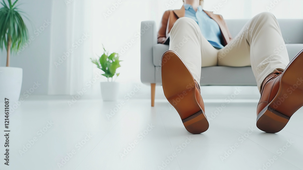 Relaxed caucasian male in formal attire lounging on sofa Relaxed caucasian male in formal attire lounging on sofa
