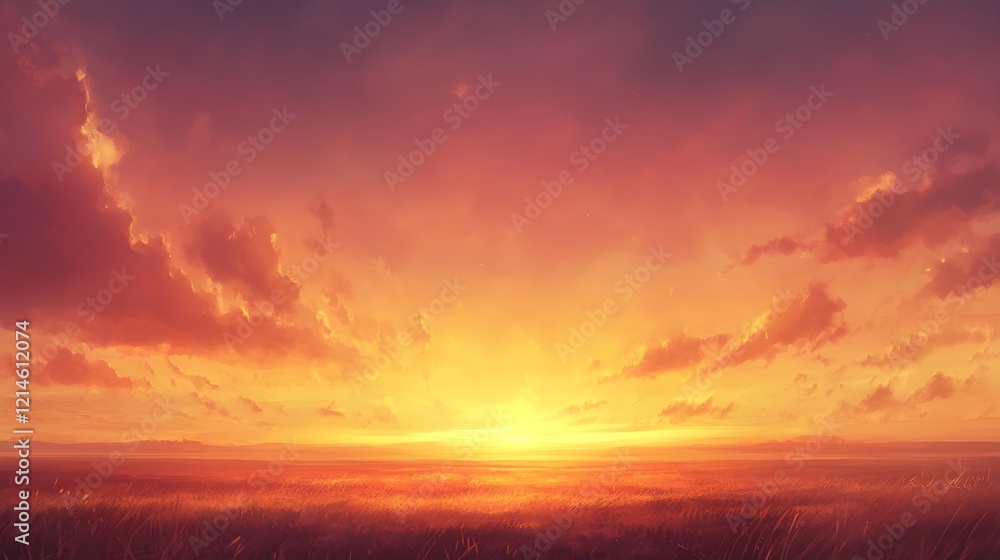Fototapeta premium sunset over golden prairie