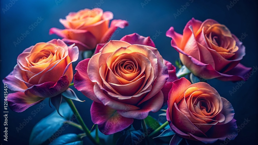 Obraz premium Serene Dark Blue Roses: Elegant Portrait Stock Photo