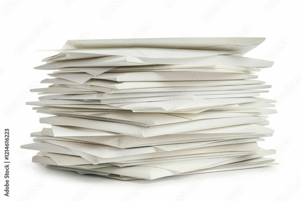 Neatly Stacked White Envelopes in Minimalist Style Neatly Stacked White Envelopes in Minimalist Style