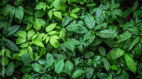 Wallpaper Mural A variety of green, lush plants growing in a dense forest, capturing the richness and diversity of nature Torontodigital.ca