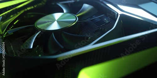 High-quality image of a green and black graphics card in detail photo