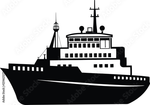 Icebreaker Ship silhouette,Arctic silhouette vector,Icebreaker Ship black  vector