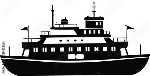 Icebreaker Ship silhouette,Arctic silhouette vector,Icebreaker Ship black  vector