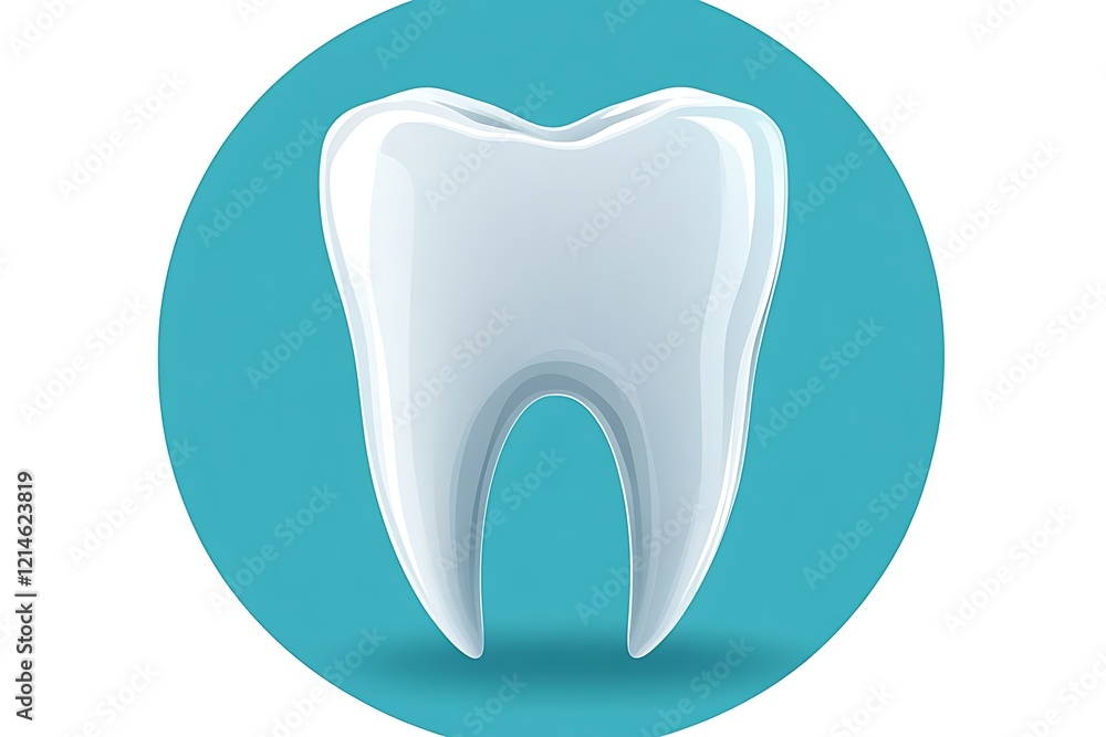 Healthy Tooth Icon on Teal Background for Dental Health Promotion Healthy Tooth Icon on Teal Background for Dental Health Promotion