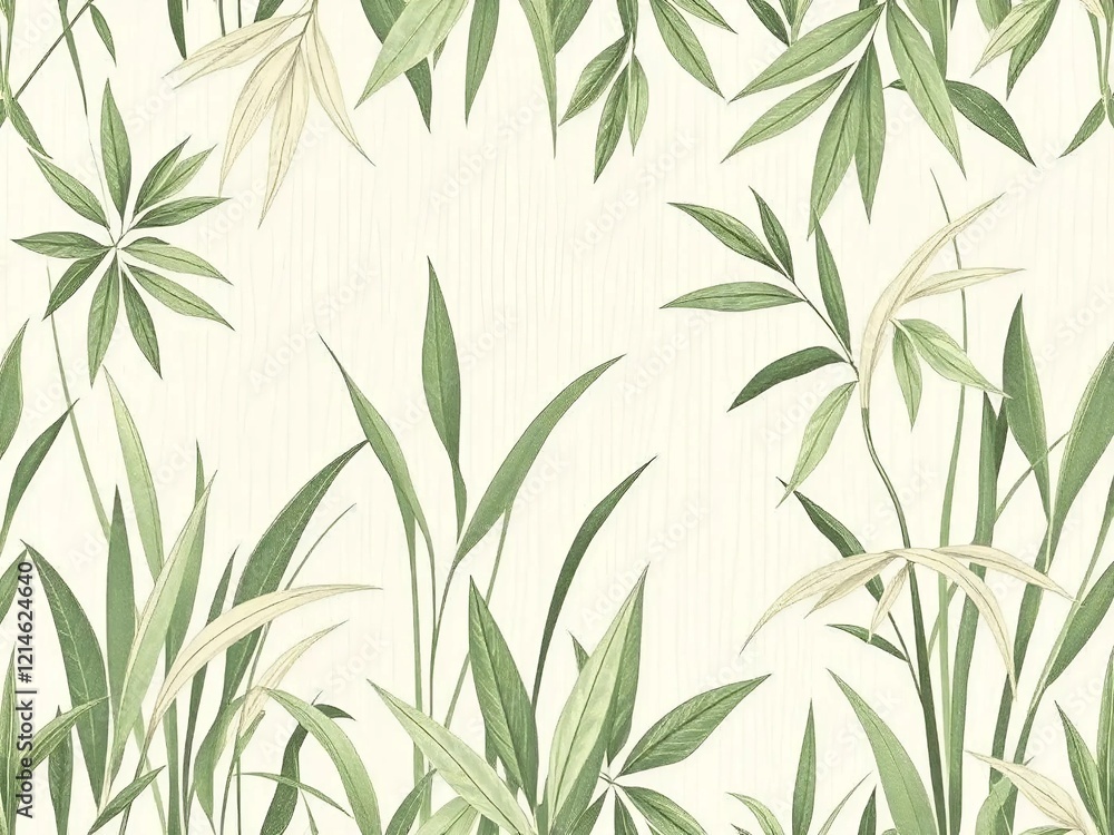 Obraz premium Art illustration. Grass on beige background. Pastel shades