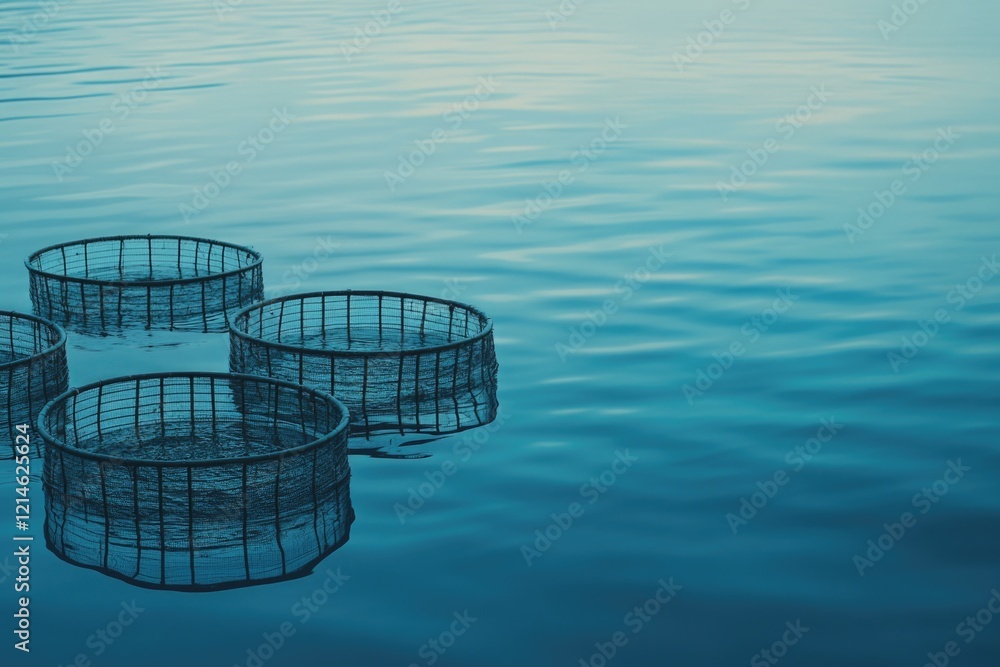 A collection of baskets placed on the shore of a lake or river, suitable for use in scenes related to outdoor activities, nature, or still life photography A collection of baskets placed on the shore of a lake or river, suitable for use in scenes related to outdoor activities, nature, or still life photography