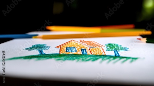 Wallpaper Mural Child's Colorful House Drawing Torontodigital.ca