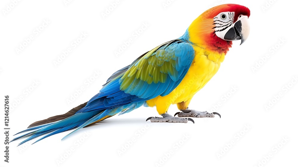 Obraz premium Colorful Blue and Gold Macaw Parrot Bird Isolated on White