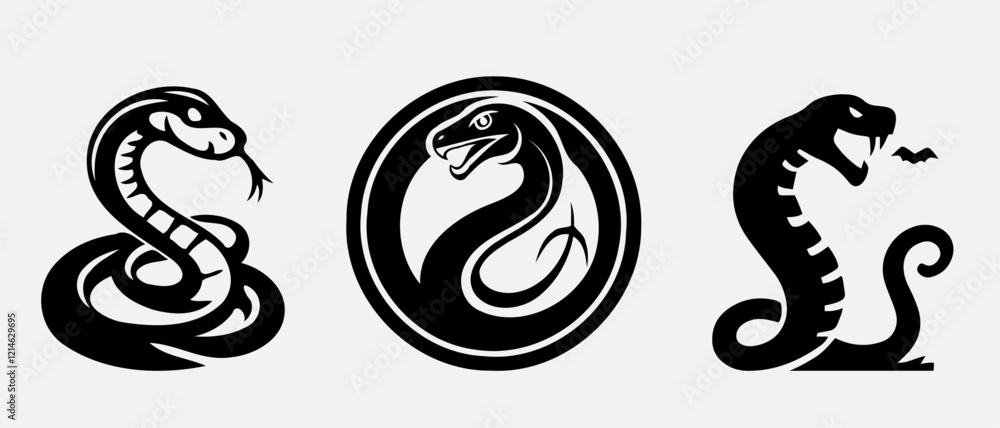 Obraz premium snake, animal, illustration, reptile, vector, dragon, tattoo, symbol, cobra, serpent, design, cute, art, sign, wild, black, drawing, wildlife, year, isolated, nature, icon, logo, silhouette, cartoon, 