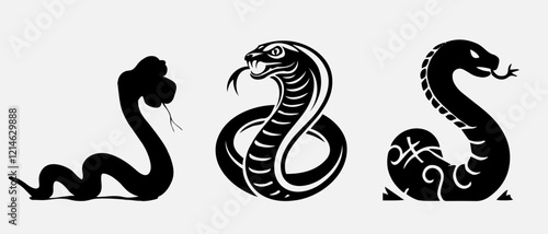 snake, animal, illustration, reptile, vector, dragon, tattoo, symbol, cobra, serpent, design, cute, art, sign, wild, black, drawing, wildlife, year, isolated, nature, icon, logo, silhouette, cartoon, 