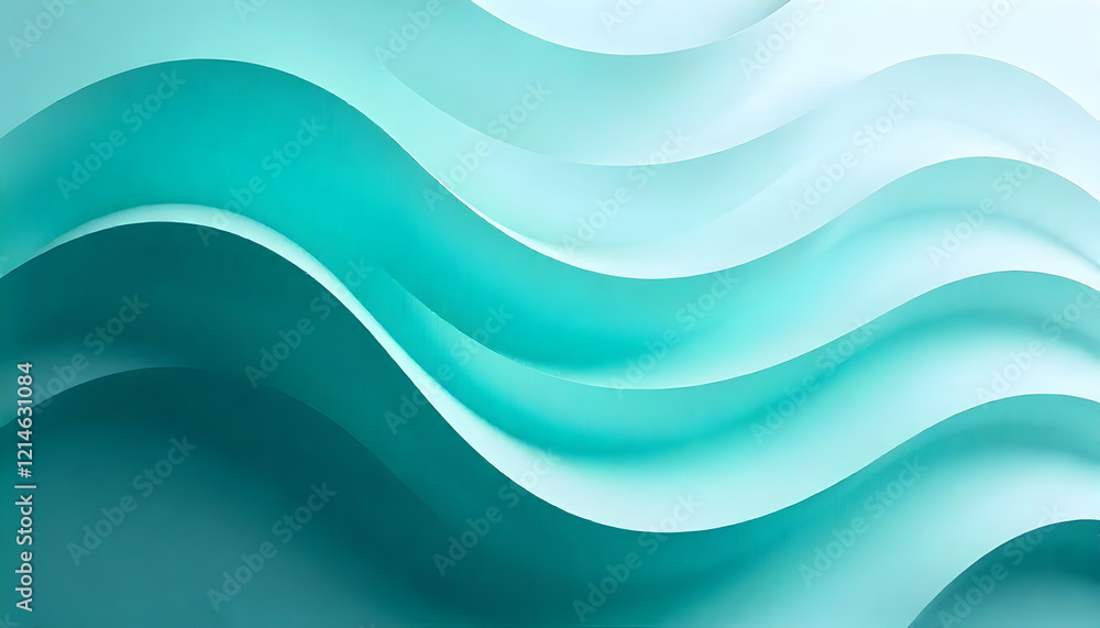 Fototapeta premium Abstract flowing turquoise waves background with a smooth gradient and soft transitions