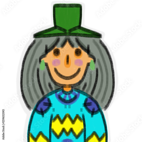 illustration of a girl woman hat