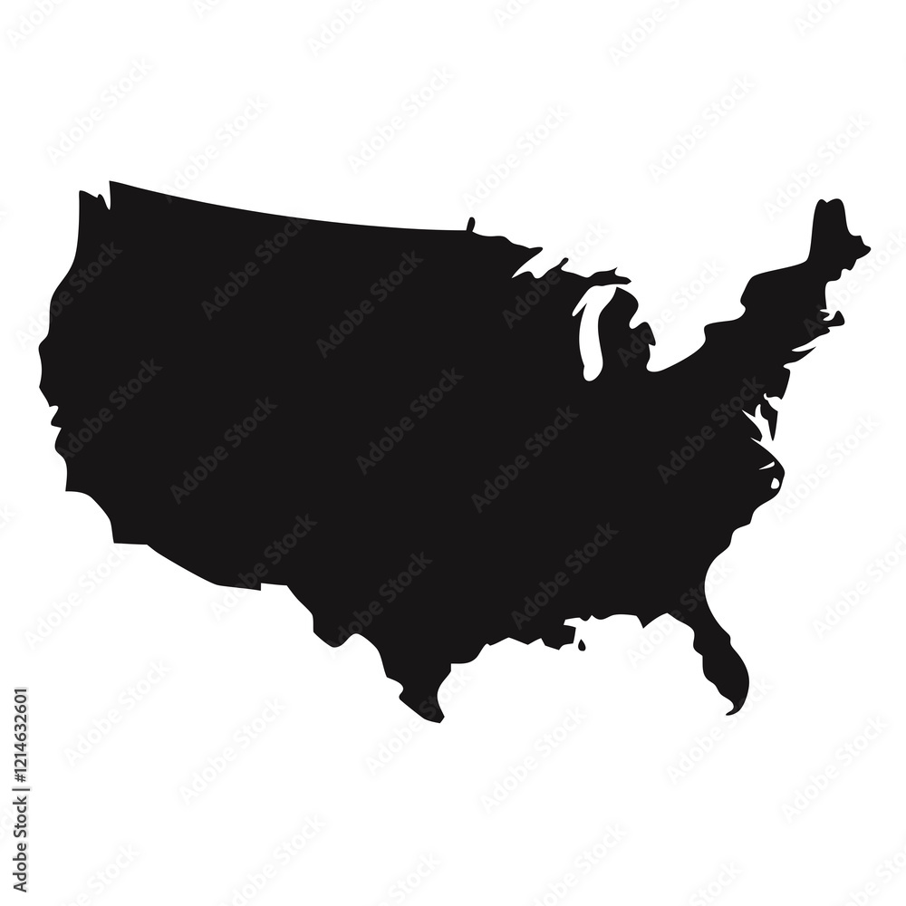 Simple Black Silhouette of the United States Map Simple Black Silhouette of the United States Map