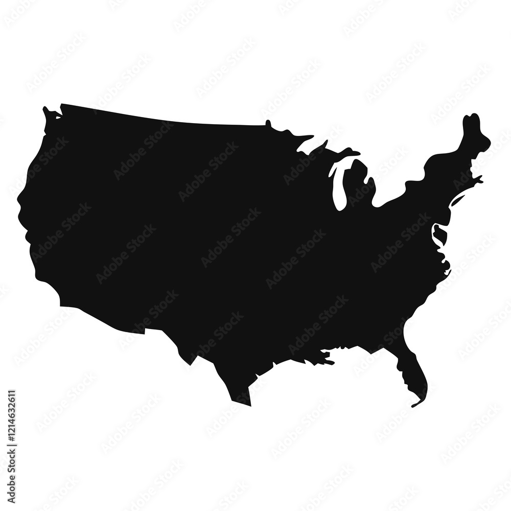 Simple Black Silhouette of the United States Map Simple Black Silhouette of the United States Map