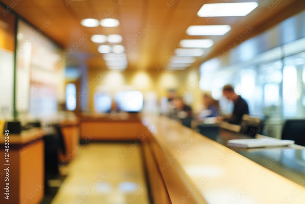 Fototapeta premium People socializing at a busy restaurant counter, blurred background