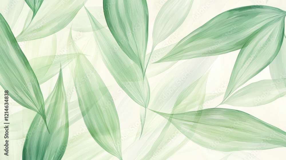 Soft Green Abstract Floral Pattern with Delicate Leaves and Light Background Soft Green Abstract Floral Pattern with Delicate Leaves and Light Background