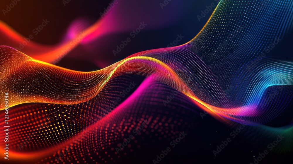 Obraz premium Abstract colorful wave data flow, digital background, tech concept