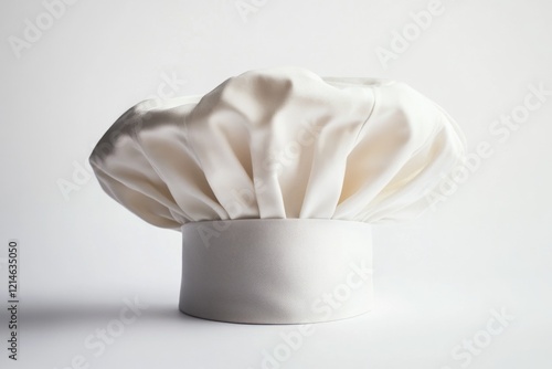 A white chef hat sits on a table, perfect for kitchen or cooking themed scenes photo