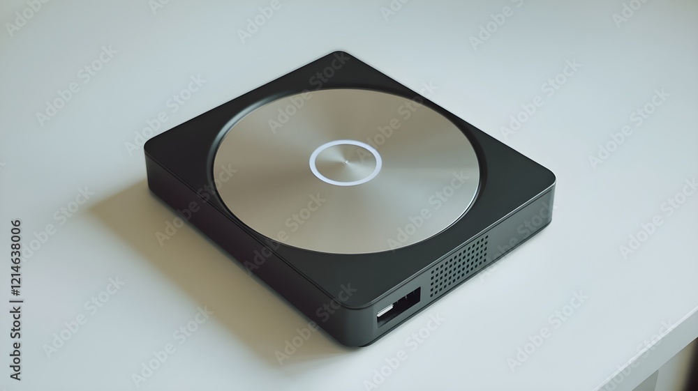 A minimalist hard drive enclosure on a white surface A minimalist hard drive enclosure on a white surface