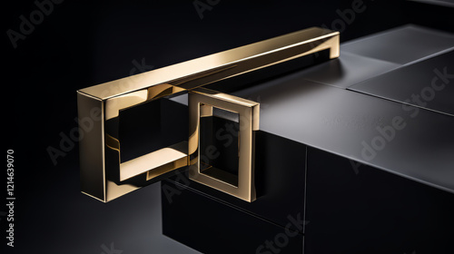 modern door handle with a matte black finish, mounted on a polished wooden door