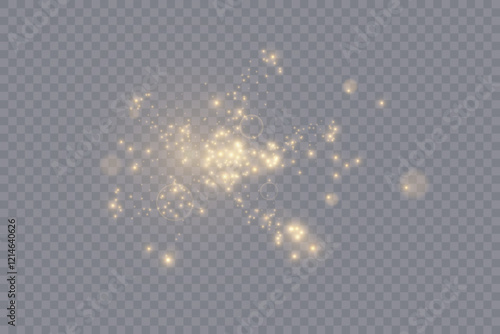 Light effect with lots of shiny shimmering particles isolated on transparent background. Vector star cloud with dust.