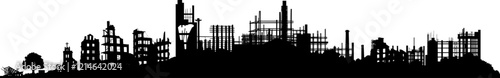 Vektor Silhouette Skyline Stadt - Katastrophe und Zerstörung der Gebäude -Design Element Ebene - Dystopisches Panorama 