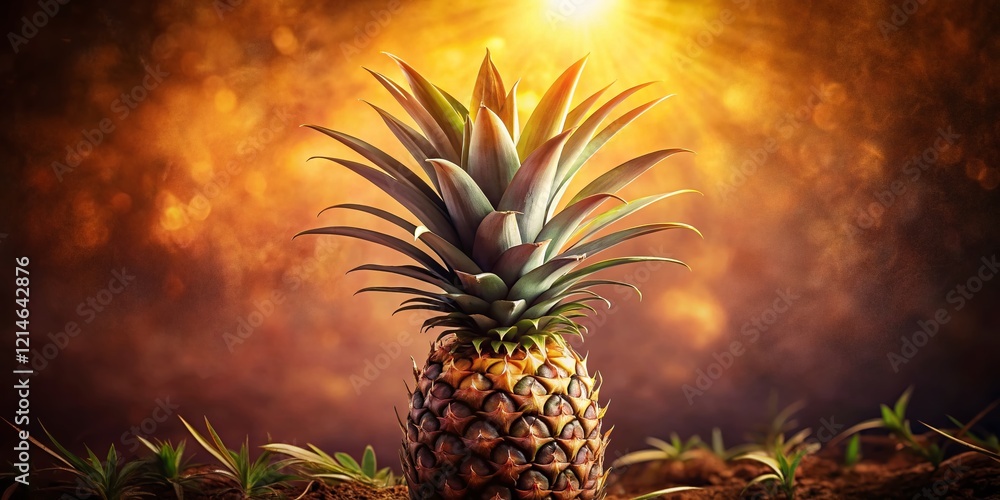 Silhouette Pineapple Tree Close-up in Brown Tones Garden - Abstract Stock Photo Silhouette Pineapple Tree Close-up in Brown Tones Garden - Abstract Stock Photo