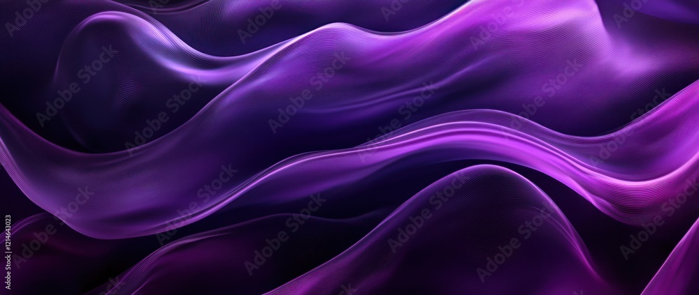 Fototapeta premium Purple flowing abstract digital waves, dark background, website design