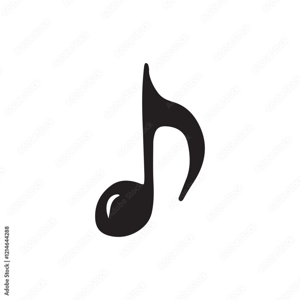 Musical note in black isolated on white background. Hand drawn vector sketch illustration in doodle vintage line art style. Music creation, abstract icon, logo design, silhouette drawing Musical note in black isolated on white background. Hand drawn vector sketch illustration in doodle vintage line art style. Music creation, abstract icon, logo design, silhouette drawing