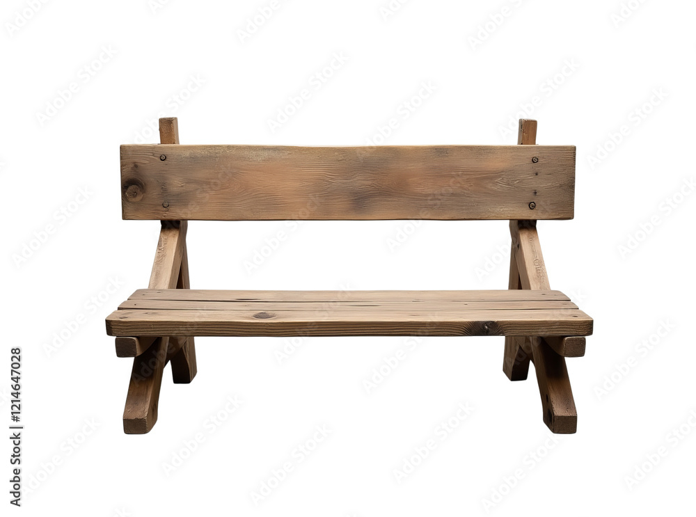 Rustic Wooden Bench with Backrest and Sturdy Legs Rustic Wooden Bench with Backrest and Sturdy Legs