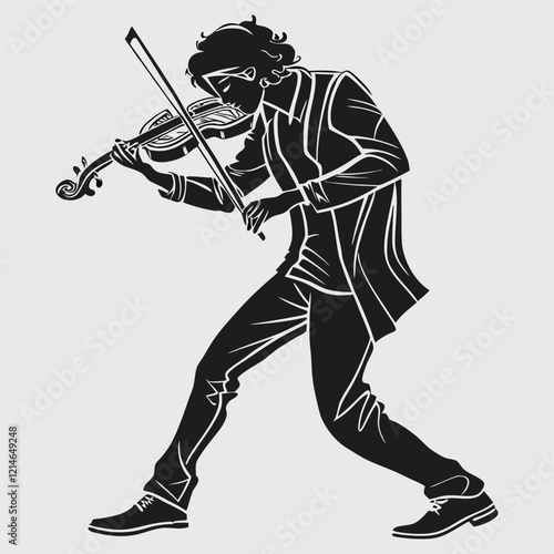  A musician playing a violin image silhouette vector art and illustration